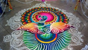 peacock rice art
